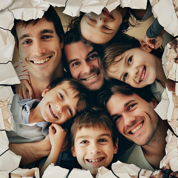 Photo 3d rendered photos of family collage templates half tone different designs