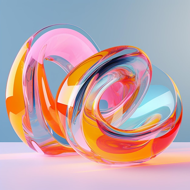 3d rendered photos of glass morphism in bright