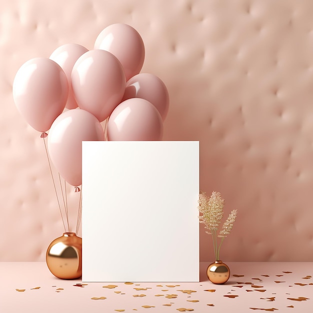 3d rendered photos of greeting card mockup with elegant design on them and empty space