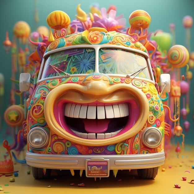 Photo 3d rendered photos of happy groovy cartoons