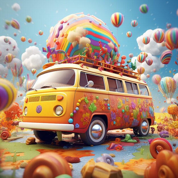 3d rendered photos of happy groovy cartoons