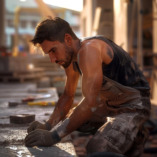 3d rendered photos of hardworking man doing his work