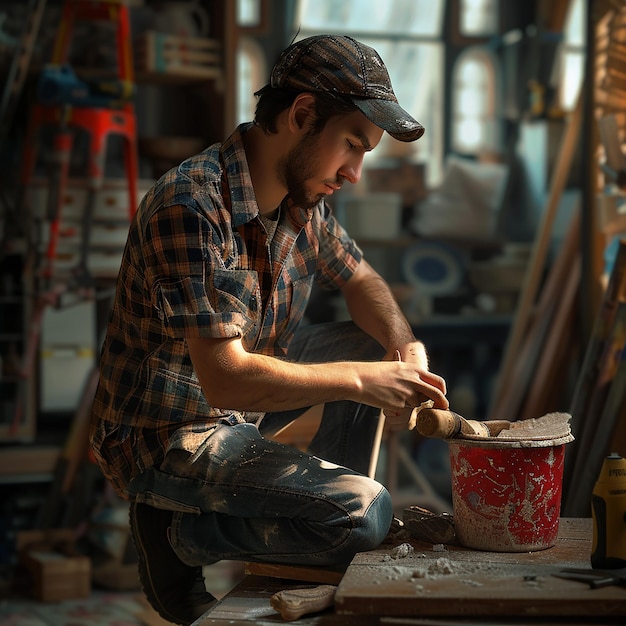 3d rendered photos of hardworking man doing his work