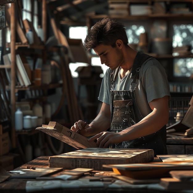 3d rendered photos of hardworking man doing his work