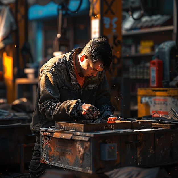 3d rendered photos of hardworking man doing his work