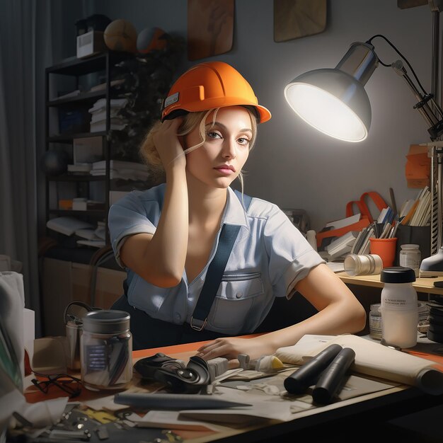 3d rendered photos of hardworking woman