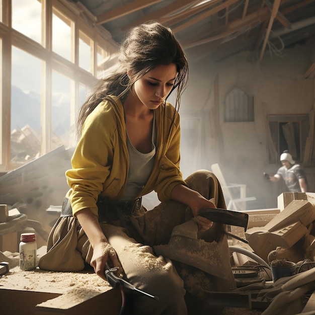 3d rendered photos of hardworking women