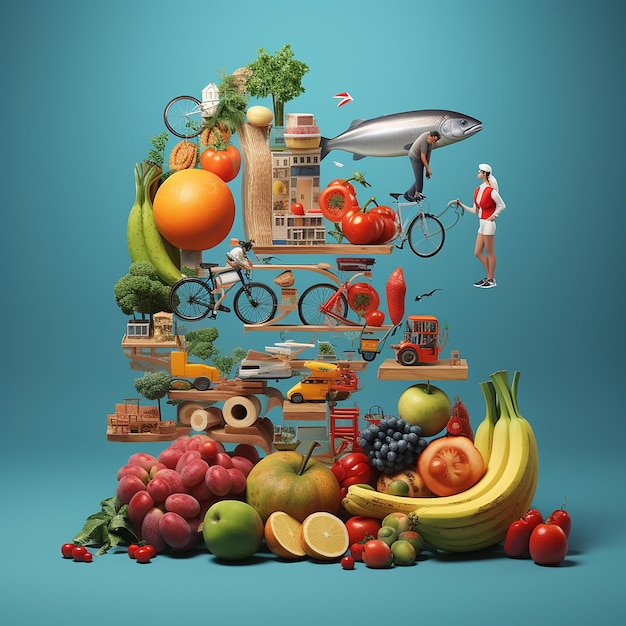 Photo 3d rendered photos of healthy lifestyle