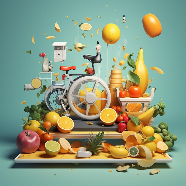 3d rendered photos of healthy lifestyle