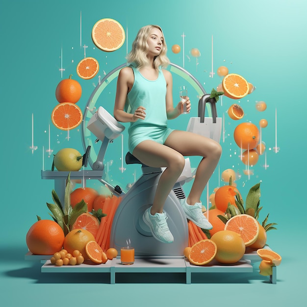 3d rendered photos of healthy lifestyle