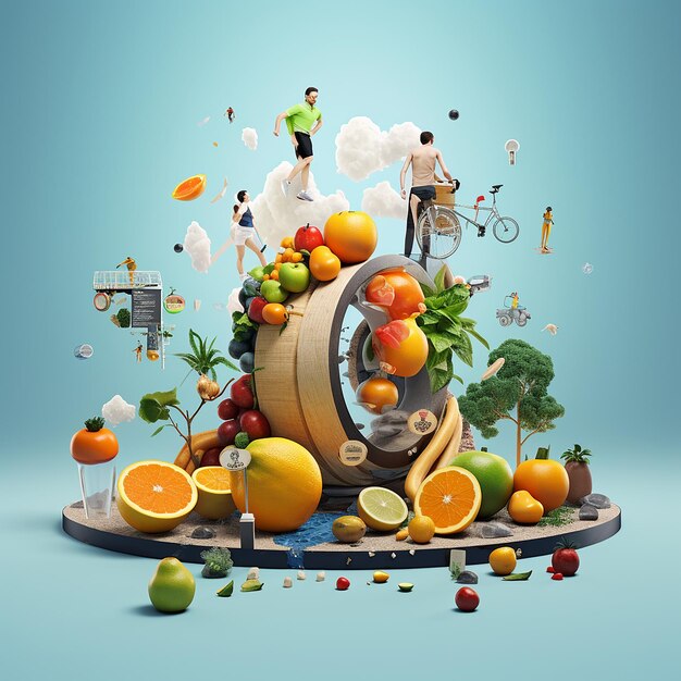 3d rendered photos of healthy lifestyle