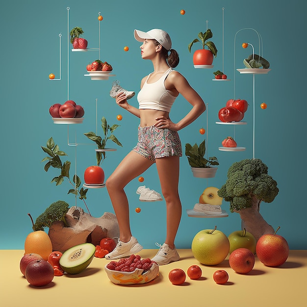 3d rendered photos of healthy lifestyle