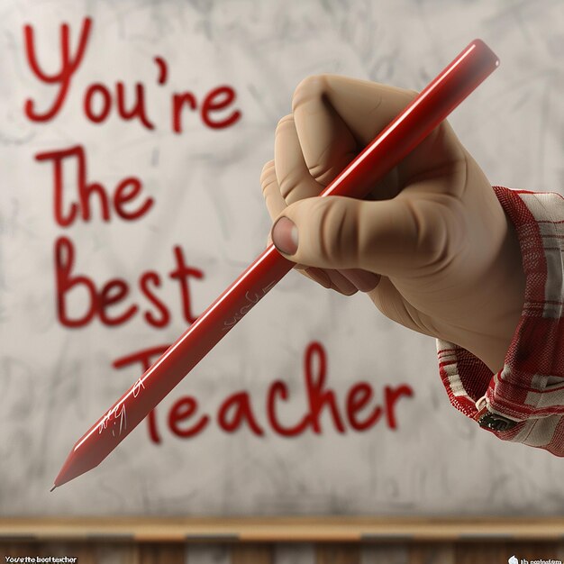 3d rendered photos of kids hand writing YOU ARE THE BEST TEACHER teachers values and importance