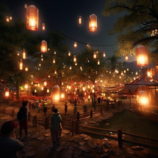 3d rendered photos of lantern festival