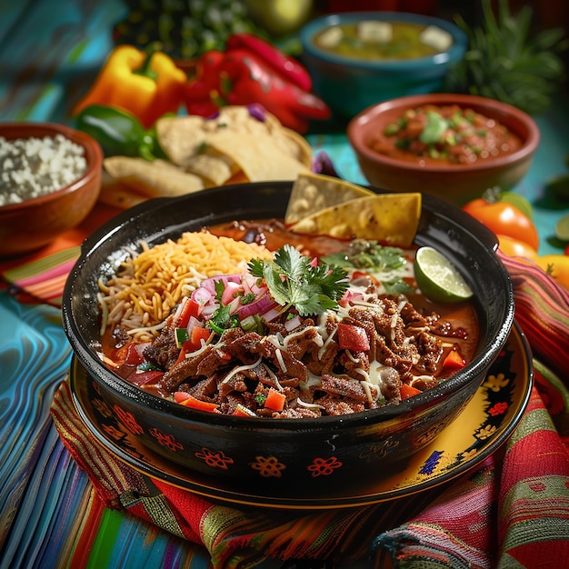 Photo 3d rendered photos of mexican traditional food served in mexican style restaurant closeup shot