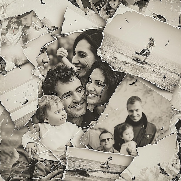 Foto 3d rendered photos of family collage templates half tone different designs