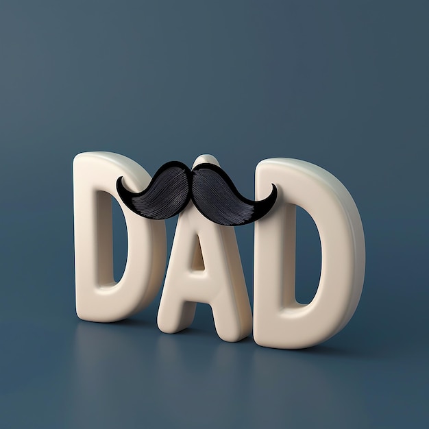 사진 3d 렌더링 사진: 수염을 가진 아빠의 단어 쓰기