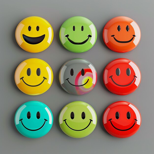 3d rendered photos of smiley stickers in different styles high resolution HD photos