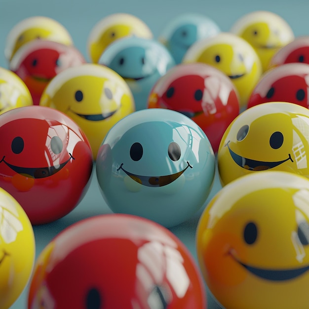 3d rendered photos of smiley stickers in different styles high resolution HD photos