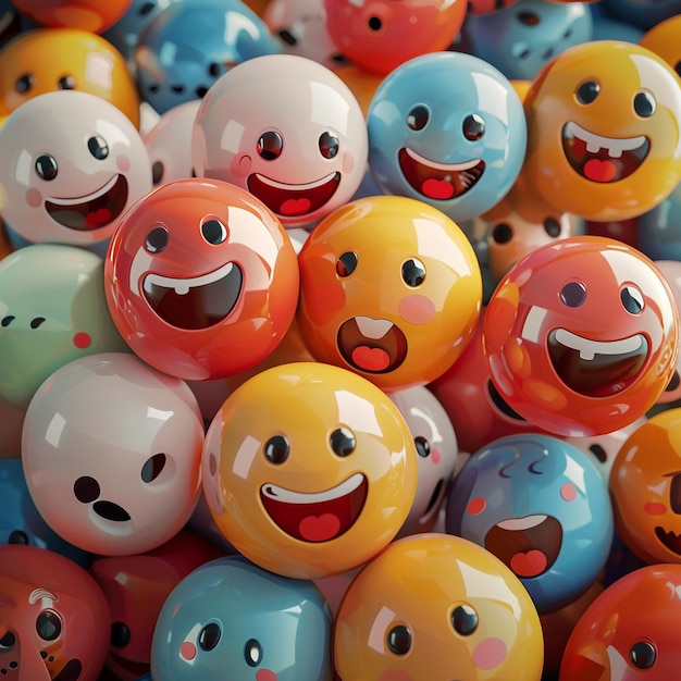 3d rendered photos of smiley stickers in different styles high resolution HD photos