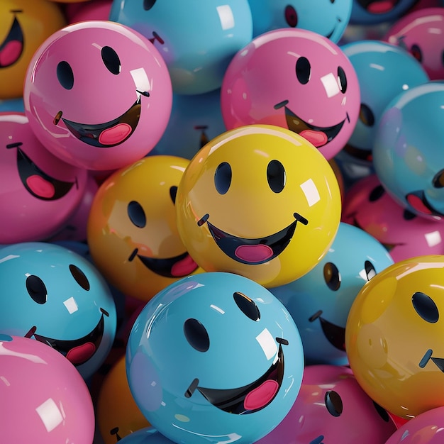 3d rendered photos of smiley stickers in different styles high resolution HD photos