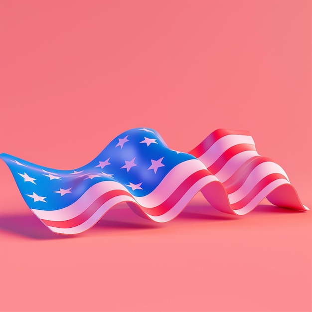 Photo 3d rendered photos of usa flag on table with usa national flower independence day social media post