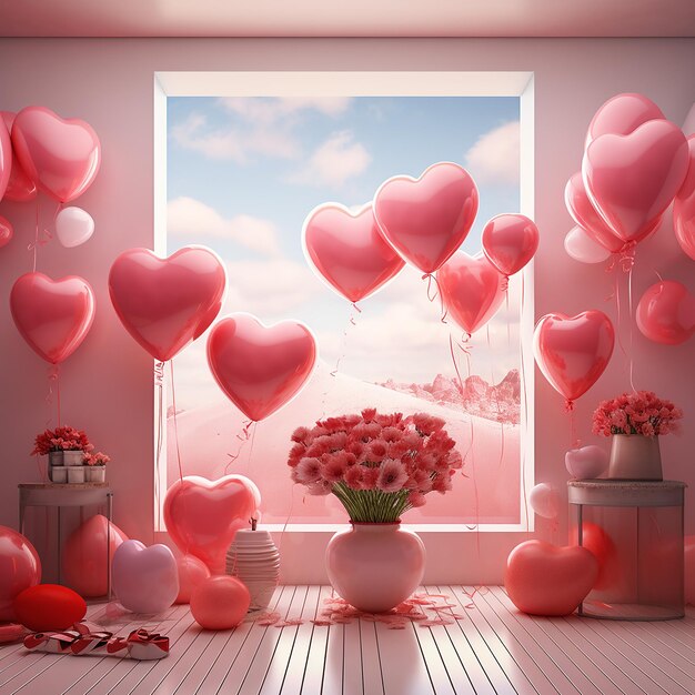 Photo 3d rendered photos of valentines day