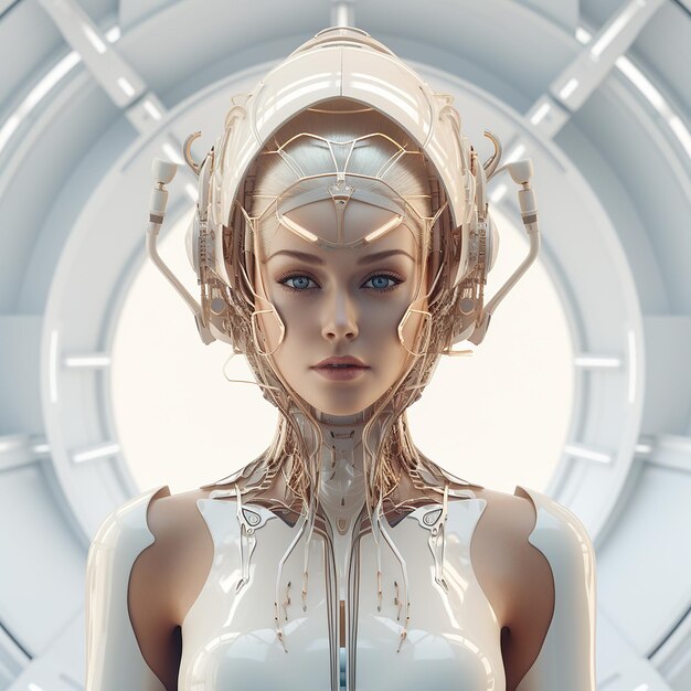 Photo 3d rendered photos of women futuristic portrait