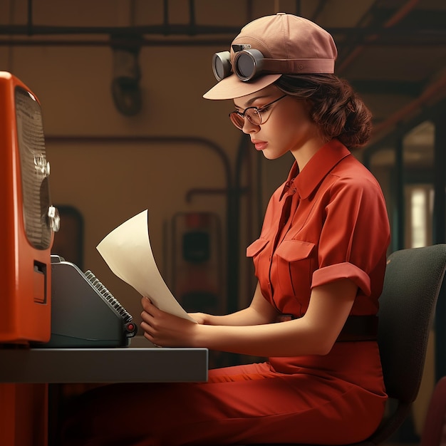 3d rendered photos of working lady