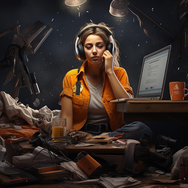 Photo 3d rendered photos of working women