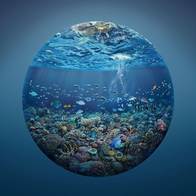 Foto foto renderizzate in 3d della clip art della giornata mondiale dell'oceano