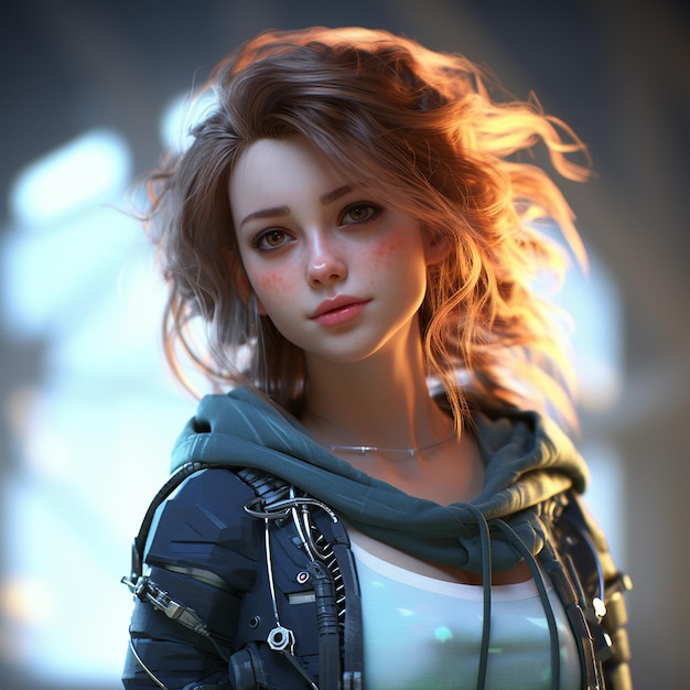 3D rendered picture of a Wonderful young lady from a PC game