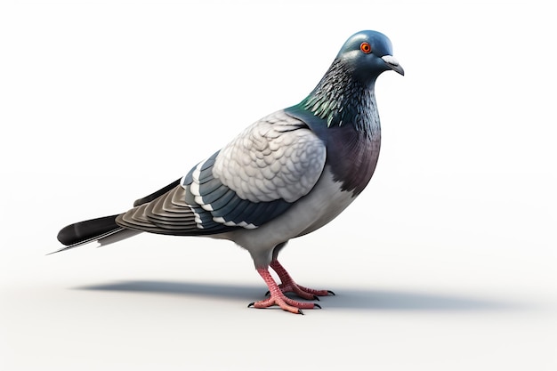 3d rendered pigeon on isolated white background