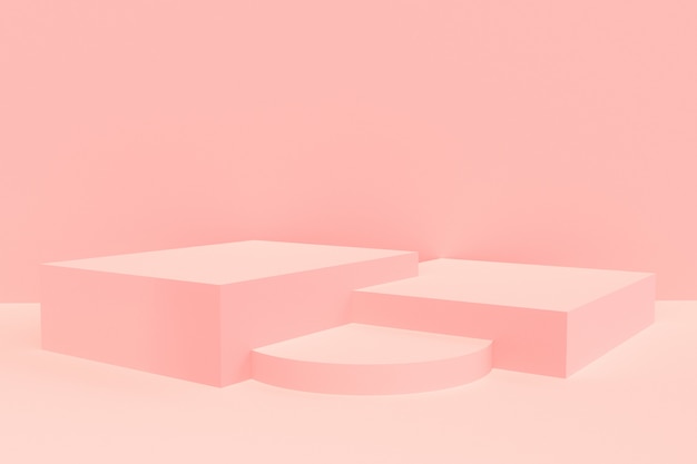 Photo 3d rendered - pink podium product display mockup