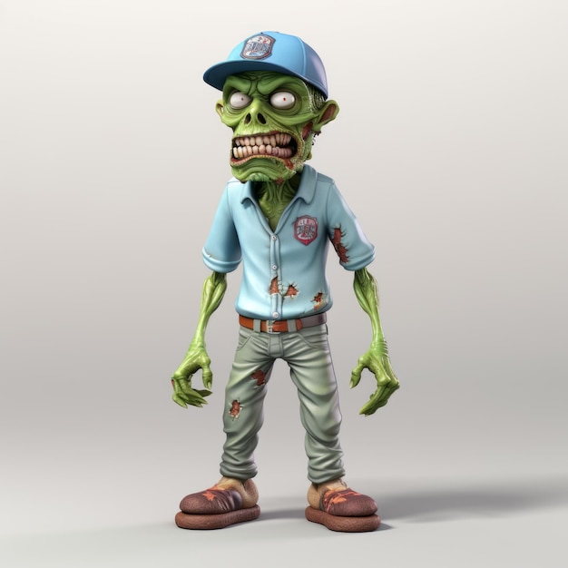 3d Rendered Plastic Cartoon Zombie In Full Body Polo Shirt