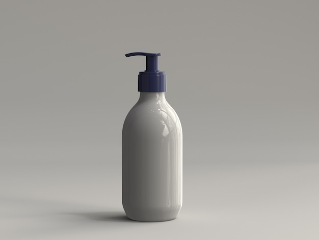 3D Rendered Plastic Pump Bottle Without a Label