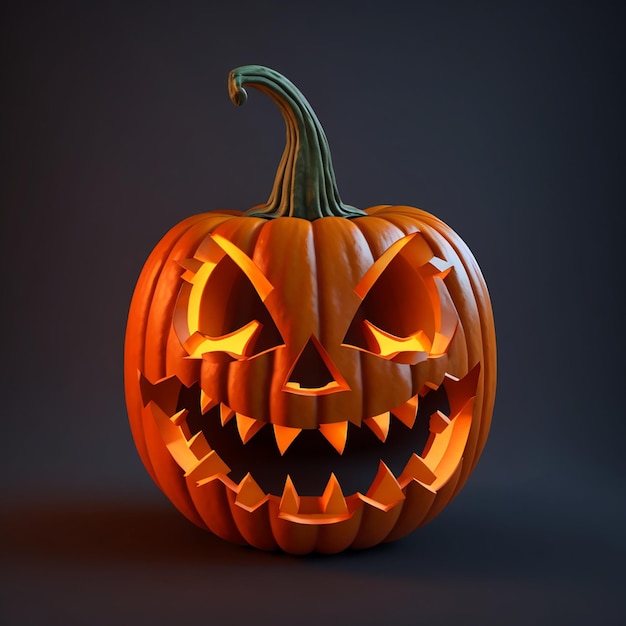 3d rendered pumpkin with a scary face generative ai