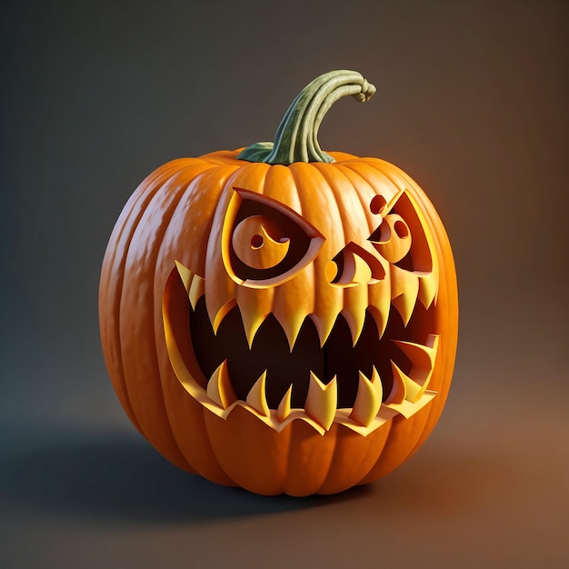 3d rendered pumpkin with a scary face generative ai