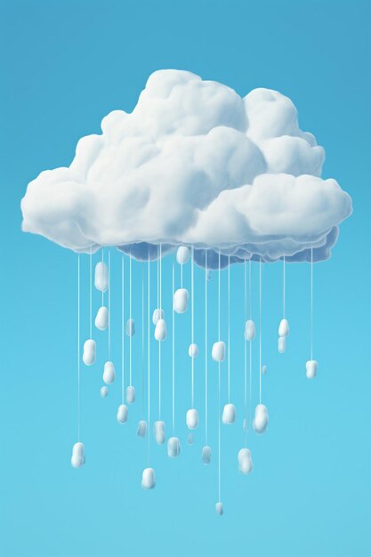 3D rendered rain cloud with a few raindrops falling