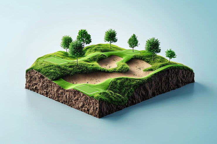 3D レンダリング 緑の草の丸い部分を白い背景に自然の景色で Ai ゲネレーティブ
