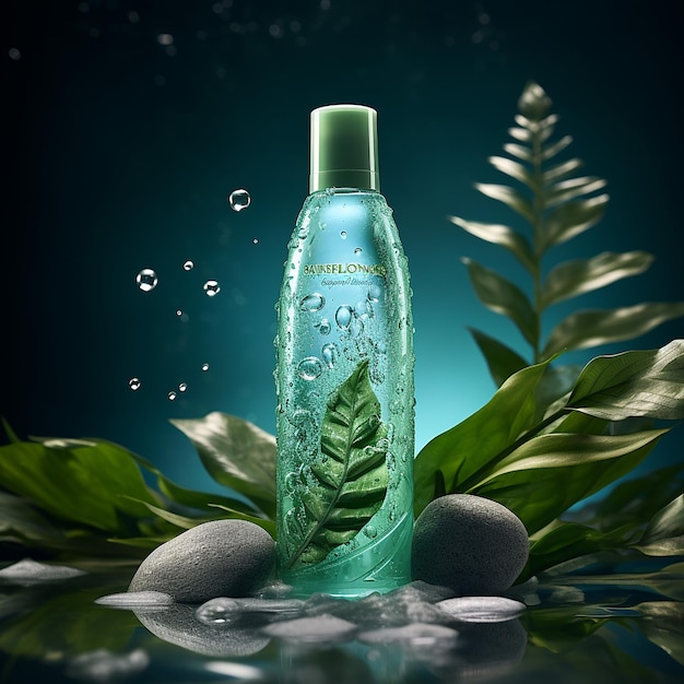 Photo 3d rendered shampoo bottle product bathroom accessory