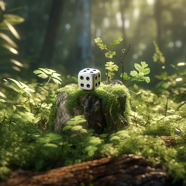 3d rendered shiny dice in nature