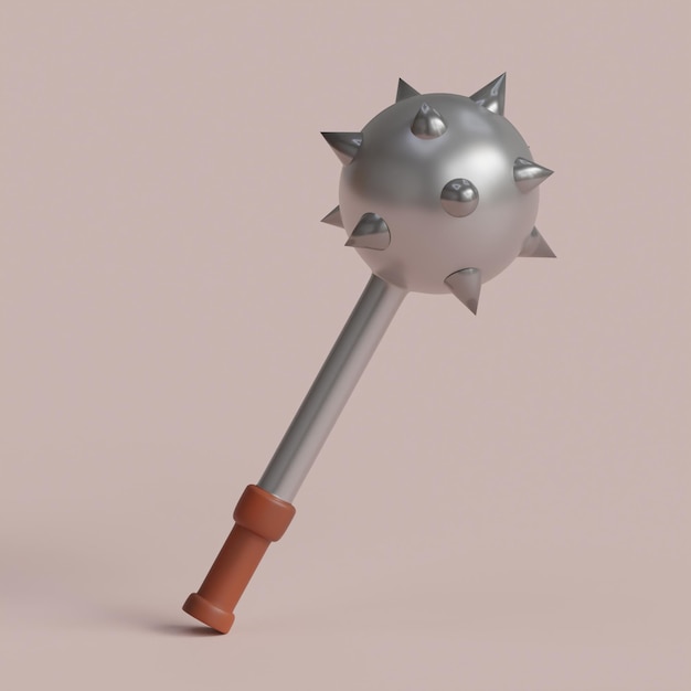 3d rendered spiked ball mace perfect for game design project