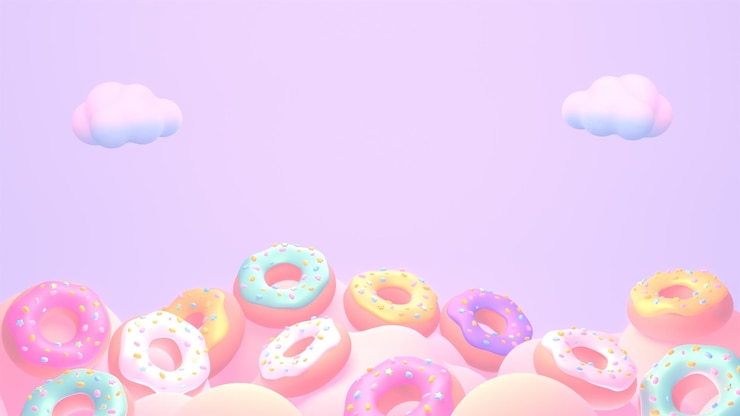 Photo 구름에 3d 렌더링 된 달콤한 도넛