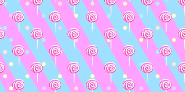 Photo 3d rendered sweet lollipop pattern.