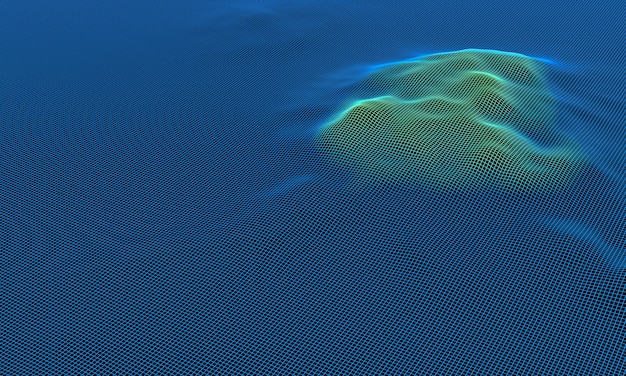 3D rendered topographic  grid wireframe. Gradient  color island.