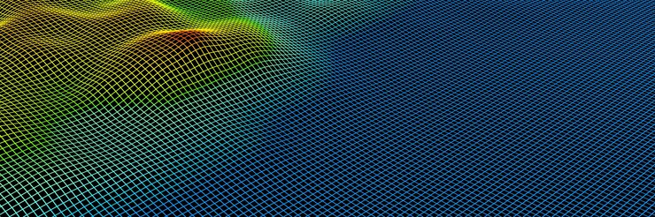 Photo 3d rendered topographic  grid wireframe. gradient  color island.