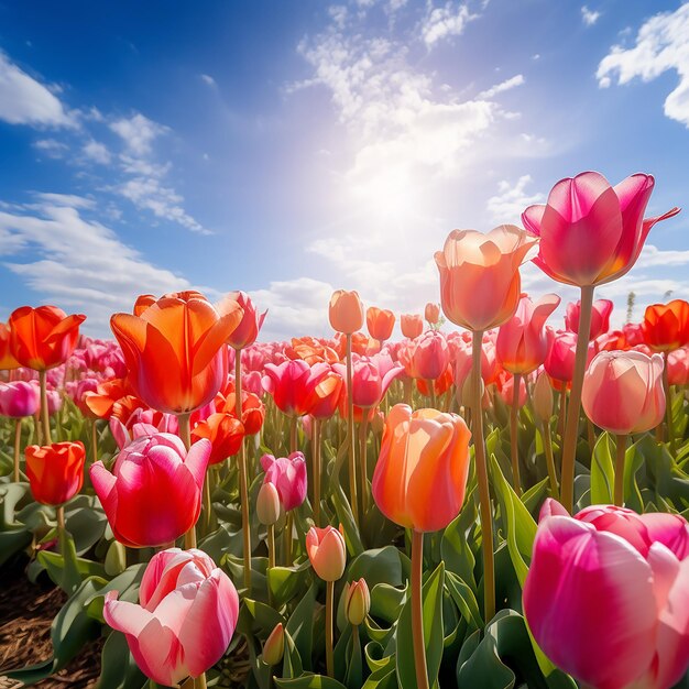 3d rendered tulip field blossom beautiful scenes