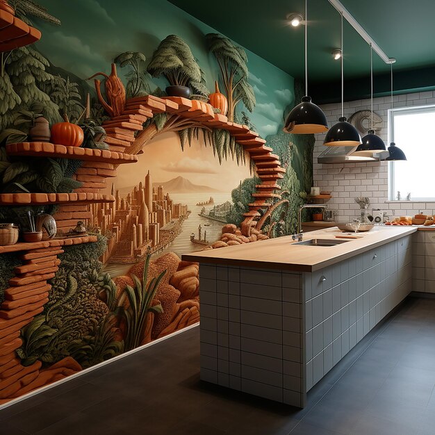 Foto pittura murale 3d per la cucina