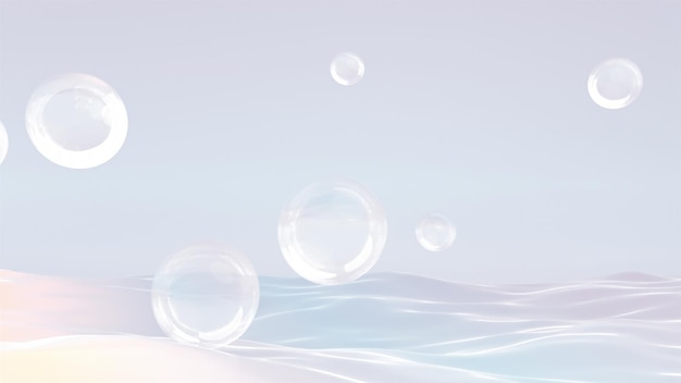 3d rendered water bubbles and ocean waves